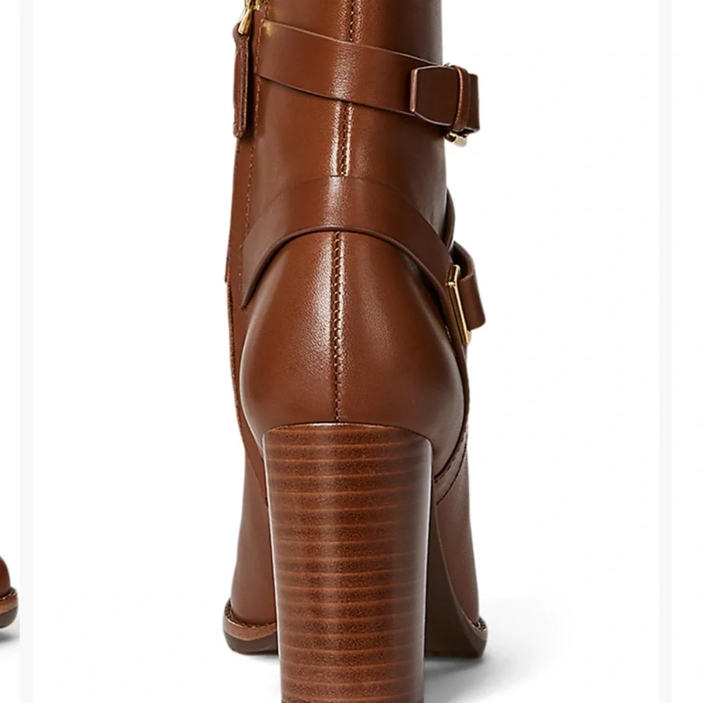 Ralph Lauren Tan Leather Ankle Booties - Picture 3 of 3